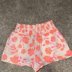 Vineyard Vines High Waist Floral Shorts - Pink and Orange
